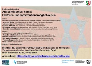 Podiumsdiskussion „Antisemitismus heute: Faktoren und Interventionsmöglichkeiten“